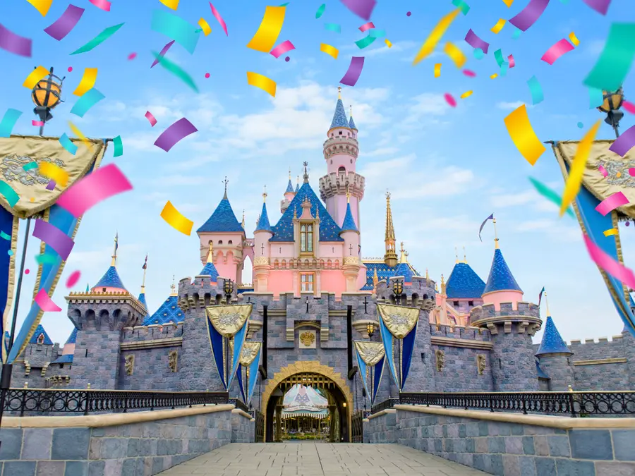 Sleeping Beauty Castle during the Disneyland 70th anniversary