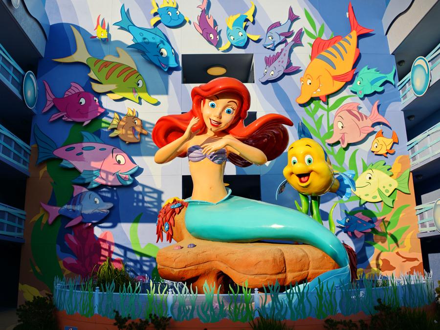 Ariel courtyard at a Disney value resort hotel, highlighting deals for Disney World hotels
