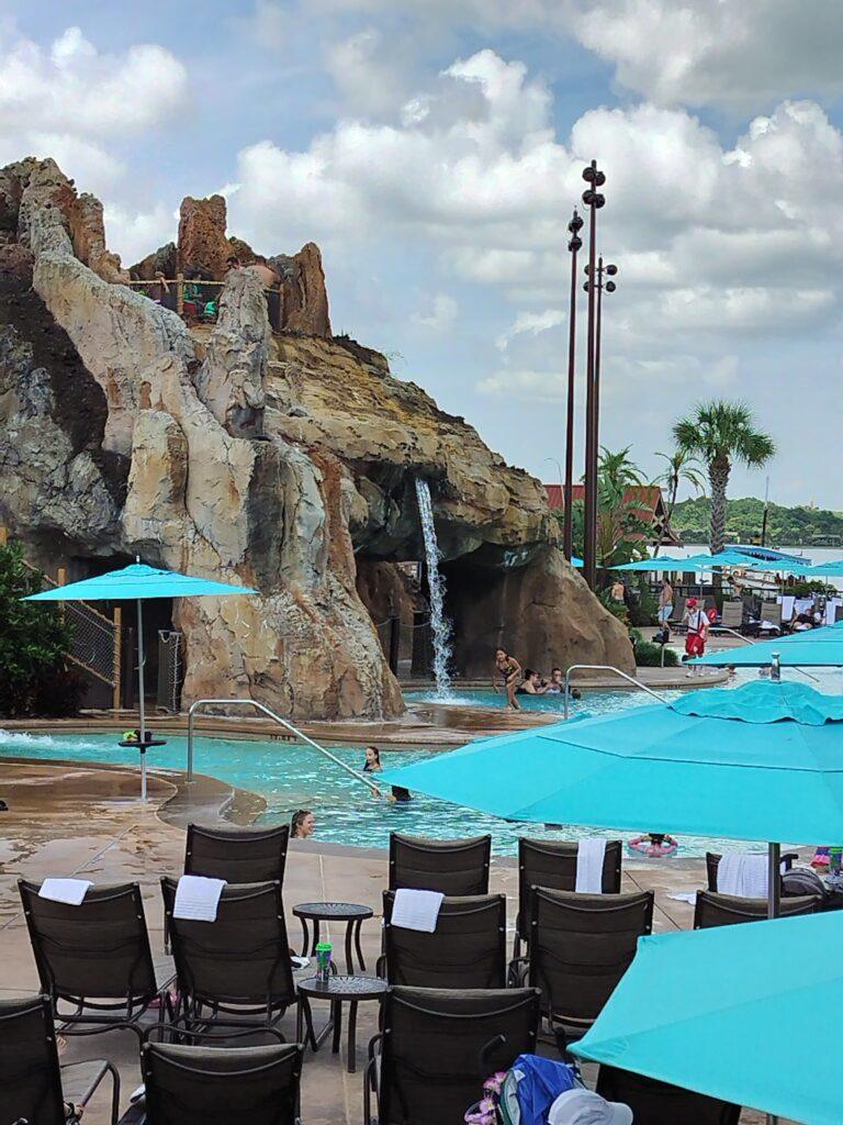 Disney’s Polynesian Village Resort lava pool with rock grotto and waterfall